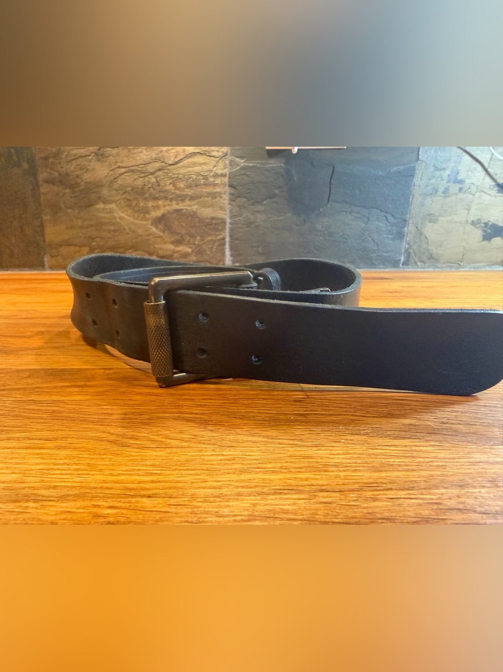 Carhartt Black Leather Belt with Textured Metal Buckle size 38 (020)